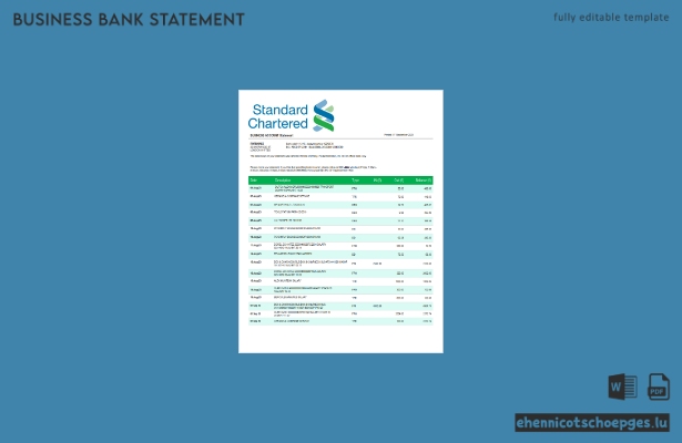 Standard Chartered Bank – Kontoauszug (Word- und PDF-Beispiel)